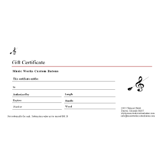 Gift Certificate, Wood handle baton up to 15in. Image
